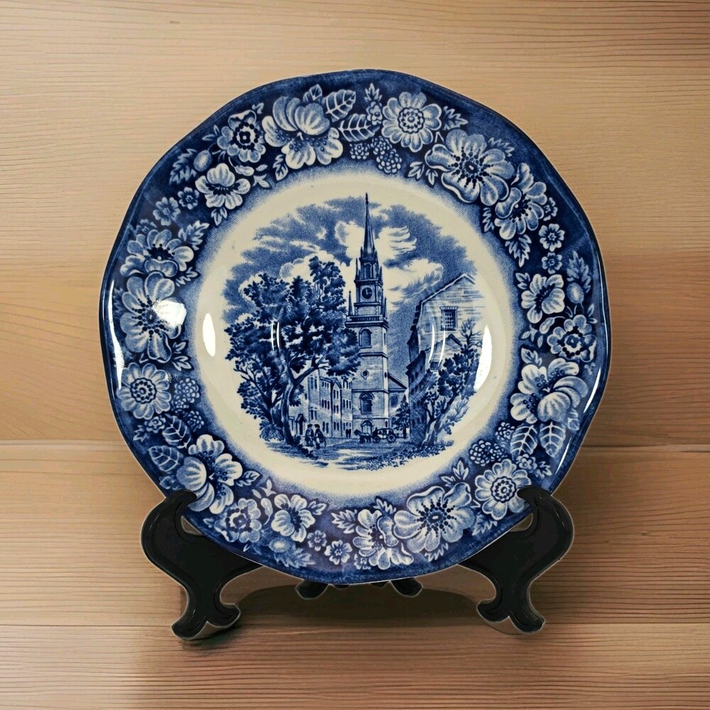 Liberty Blue Staffordshire Historic Colonial Old North Church 5 5/8" Saucer B52